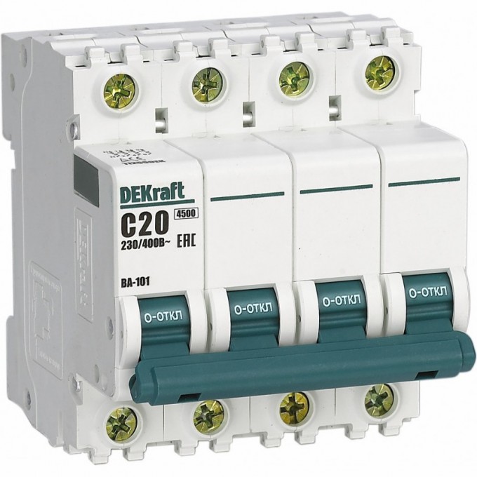 Автоматический выключатель SCHNEIDER ELECTRIC DEKRAFT 4Р 25А х-ка C ВА-101 4,5кА 11092DEK