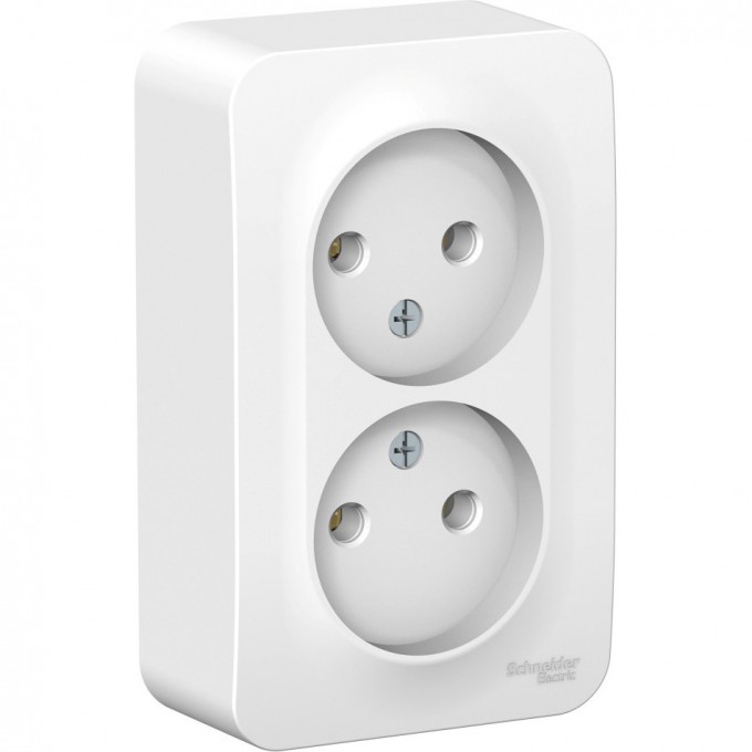 Розетка двойная SCHNEIDER ELECTRIC BLANCA без заземления, без шторок, с монтажной пластиной, 16А, 250В, белый BLNRA000221