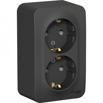 Розетка двойная SCHNEIDER ELECTRIC BLANCA с заземлением, без шторок, с изолирующей пластиной, 16А, 250В, антрацит
