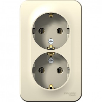 Розетка двойная SCHNEIDER ELECTRIC BLANCA с заземлением, без шторок, с изолирующей пластиной, 16А, 250В, молочный