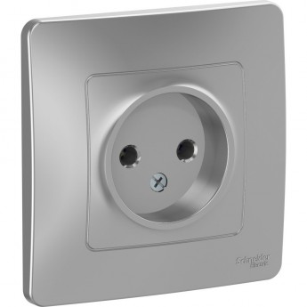 Розетка одинарная SCHNEIDER ELECTRIC BLANCA без заземления без шторок 16А, 250В, АЛЮМИНИЙ