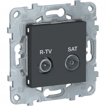 Розетка R-TV/SAT SCHNEIDER ELECTRIC UNICA NEW, проходная, антрацит