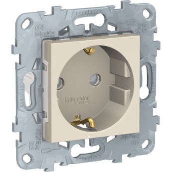 Розетка SCHNEIDER ELECTRIC UNICA NEW с заземлением, со шторками, с винтовыми зажимами, 16 А, 250 В, бежевый