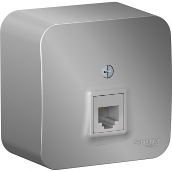 Розетка телефонная SCHNEIDER ELECTRIC BLANCA RJ11, с изолирующей пластиной, АЛЮМИНИЙ