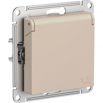 Розетка SCHNEIDER ELECTRIC ATLASDESIGN 16А IP20 с заземлением/со шторками/с крышкой, механизм, песочный